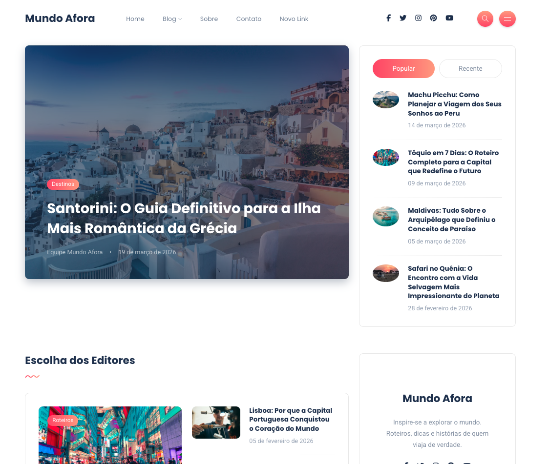 Template do blog incluído no Meu Site Com IA
