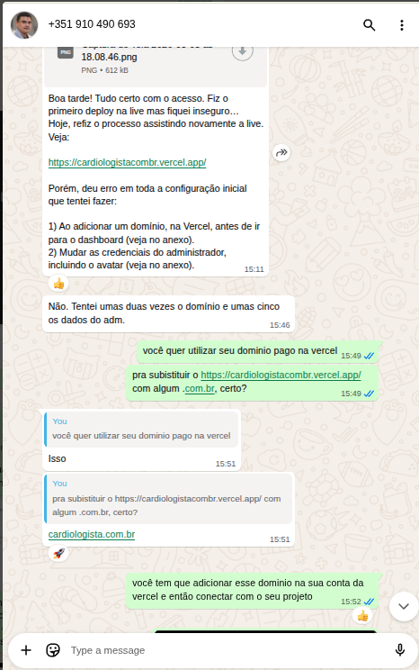Aluno cardiologista.com.br — domínio próprio conectado