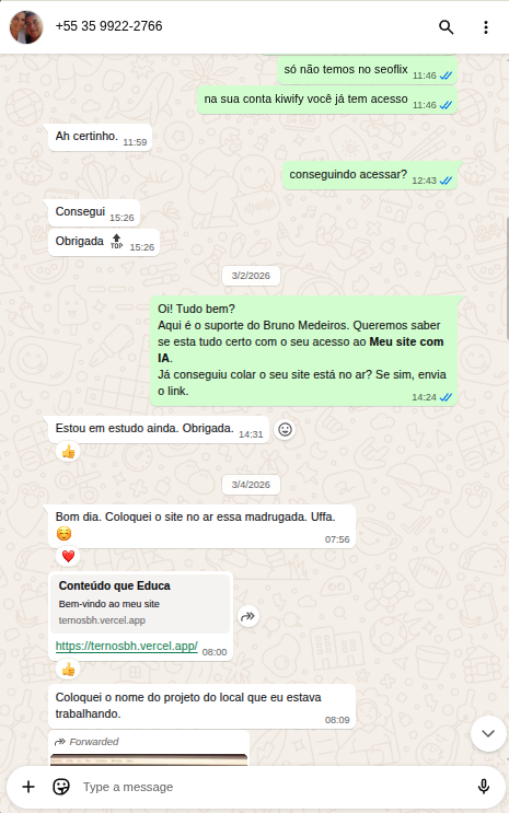 Aluno — ternosbh.vercel.app — Coloquei o site no ar essa madrugada